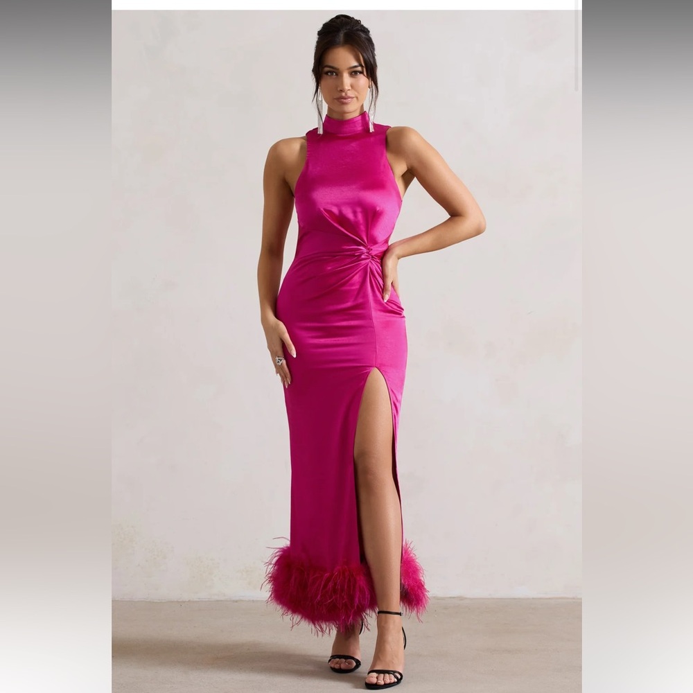 Hot pink Club L London midi dress